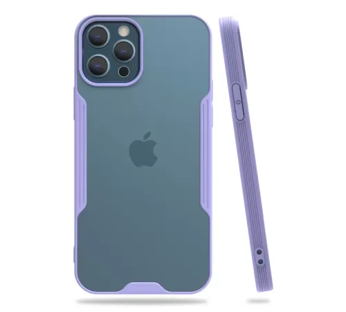 Apple iPhone 12 Pro Max Kılıf Platin Silikon - Lila
