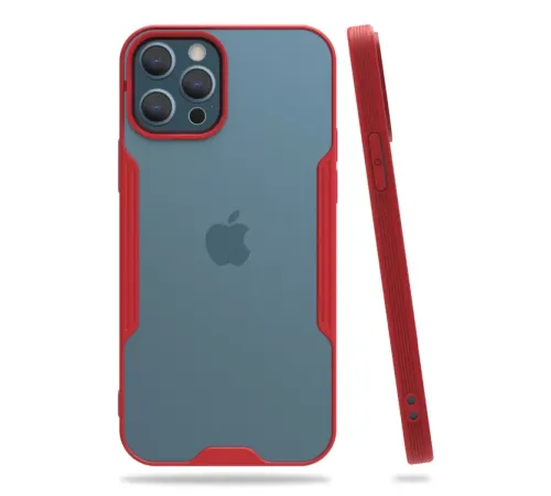Apple iPhone 12 Pro Max Kılıf Platin Silikon - Kırmızı