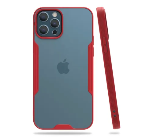 Apple iPhone 12 Pro Max Kılıf Platin Silikon - Kırmızı