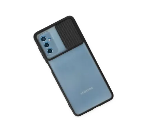 Samsung Galaxy M52 5G Kılıf Palm Buzlu Kamera Sürgülü Silikon - Siyah