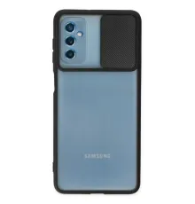 Samsung Galaxy M52 5G Kılıf Palm Buzlu Kamera Sürgülü Silikon - Siyah