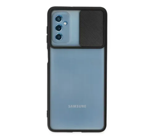 Samsung Galaxy M52 5G Kılıf Palm Buzlu Kamera Sürgülü Silikon - Siyah