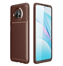 Xiaomi Mi 10T Lite Kılıf Auto Focus Karbon Kapak - Kahverengi