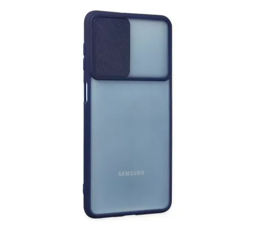 Samsung Galaxy M52 5G Kılıf Palm Buzlu Kamera Sürgülü Silikon - Lacivert