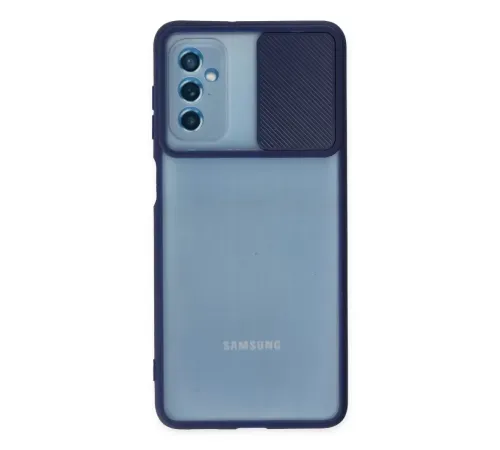 Samsung Galaxy M52 5G Kılıf Palm Buzlu Kamera Sürgülü Silikon - Lacivert