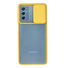 Samsung Galaxy M52 5G Kılıf Palm Buzlu Kamera Sürgülü Silikon - Sarı