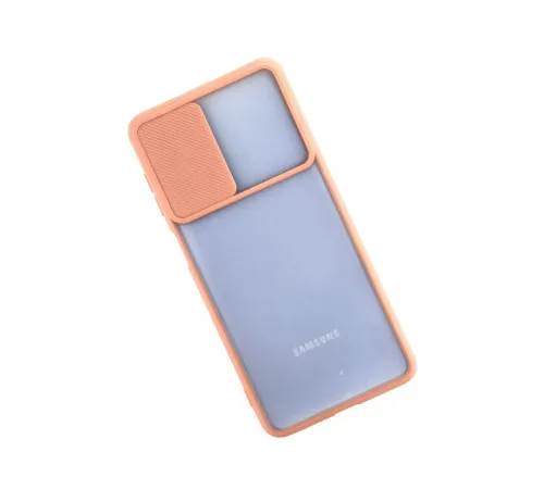 Samsung Galaxy M52 5G Kılıf Palm Buzlu Kamera Sürgülü Silikon - Pembe