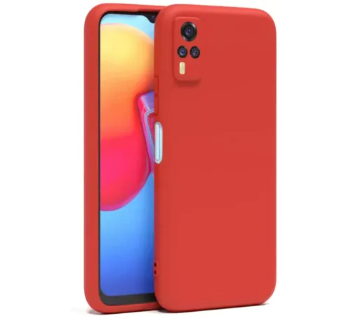 Vivo Y53S Kılıf Nano içi Kadife Silikon - Kırmızı