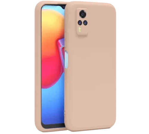 Vivo Y53S Kılıf Nano içi Kadife Silikon - Pudra