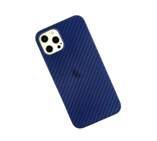 Apple iPhone 12 Pro Max Kılıf Karbon PP Silikon - Mavi