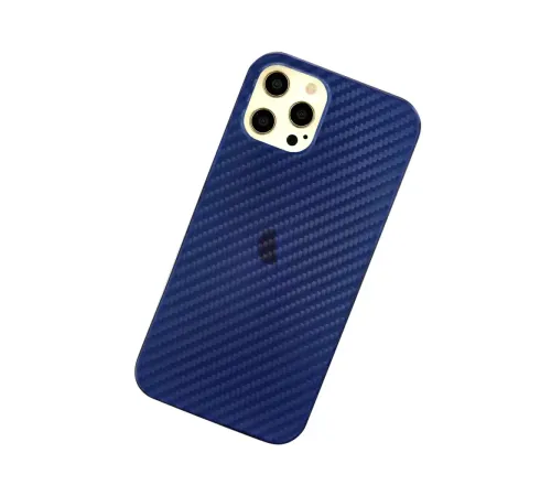 Apple iPhone 12 Pro Max Kılıf Karbon PP Silikon - Mavi