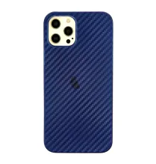 Apple iPhone 12 Pro Max Kılıf Karbon PP Silikon - Mavi