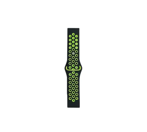 Watch 20mm Spor Delikli Kordon - Siyah-Yeşil