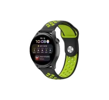 Watch 20mm Spor Delikli Kordon - Siyah-Yeşil