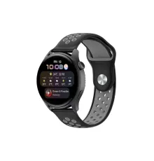 Watch 20mm Spor Delikli Kordon - Siyah-Gri