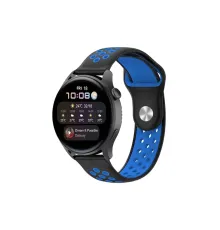 Watch 20mm Spor Delikli Kordon - Siyah-Mavi