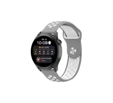 Watch 20mm Spor Delikli Kordon - Gri-Beyaz