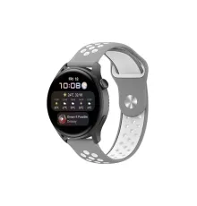 Watch 20mm Spor Delikli Kordon - Gri-Beyaz