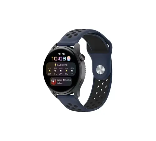Watch 20mm Spor Delikli Kordon - Lacivert-Siyah