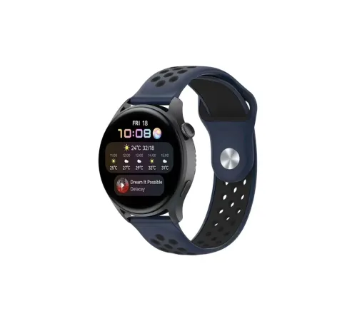 Watch 20mm Spor Delikli Kordon - Lacivert-Siyah