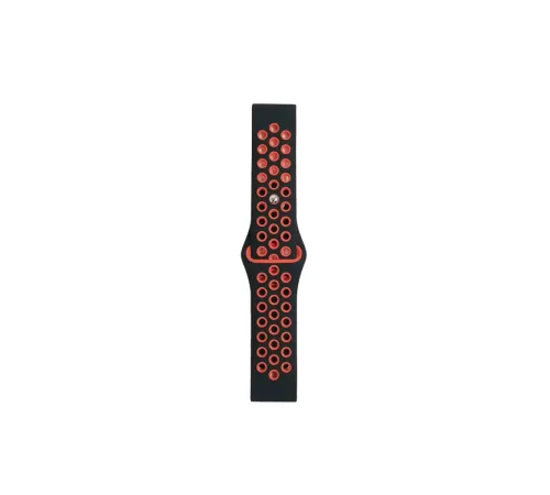 Watch 22mm Spor Delikli Kordon - Siyah-Kırmızı