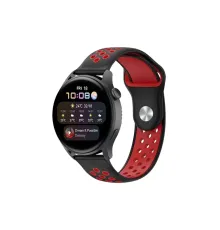 Watch 22mm Spor Delikli Kordon - Siyah-Kırmızı