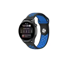 Watch 22mm Spor Delikli Kordon - Siyah-Mavi