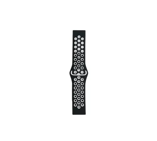 Watch 22mm Spor Delikli Kordon - Siyah-Beyaz