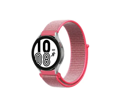 Samsung Galaxy Watch 4 Hasırlı Cırtcırtlı Kordon - Pembe