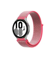 Samsung Galaxy Watch 4 Hasırlı Cırtcırtlı Kordon - Pembe
