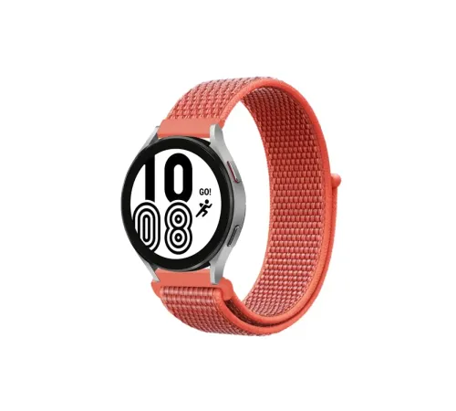Samsung Galaxy Watch 4 Hasırlı Cırtcırtlı Kordon - Turuncu