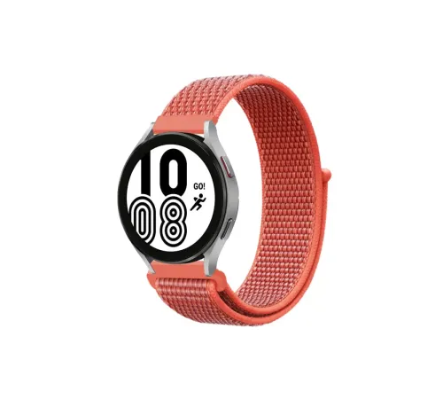 Samsung Galaxy Watch 4 Hasırlı Cırtcırtlı Kordon - Turuncu