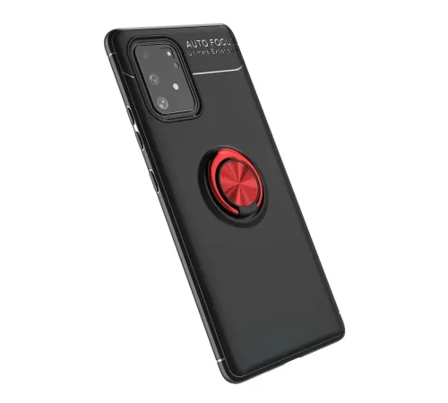 Samsung Galaxy A91 / S10 Lite Kılıf Range Yüzüklü Silikon - Siyah-Kırmızı