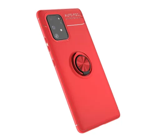 Samsung Galaxy A91 / S10 Lite Kılıf Range Yüzüklü Silikon - Kırmızı