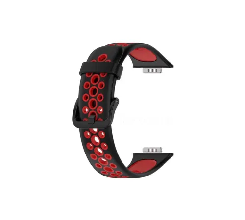 Huawei Watch Fit 2 Spor Delikli Kordon - Siyah-Kırmızı