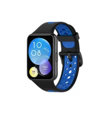Huawei Watch Fit 2 Spor Delikli Kordon - Siyah-Mavi