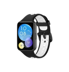 Huawei Watch Fit 2 Spor Delikli Kordon - Siyah-Beyaz