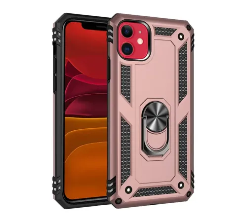 Apple iPhone 11 Kılıf Sofya Yüzüklü Silikon Kapak - Rose