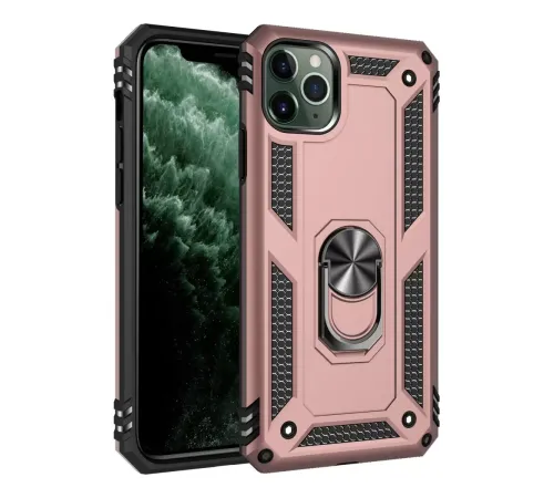 Apple iPhone 11 Pro Kılıf Sofya Yüzüklü Silikon Kapak - Rose