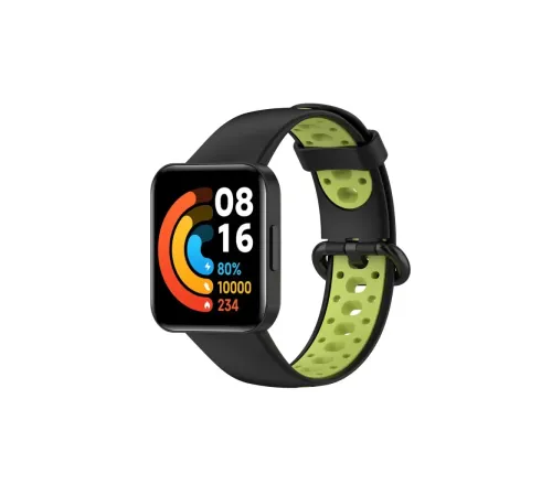 Xiaomi Redmi Watch 2 Spor Delikli Kordon - Siyah-Yeşil