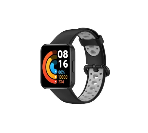 Xiaomi Redmi Watch 2 Spor Delikli Kordon - Siyah-Gri