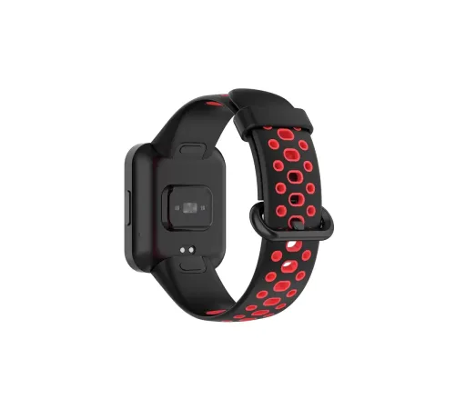 Xiaomi Redmi Watch 2 Spor Delikli Kordon - Siyah-Kırmızı