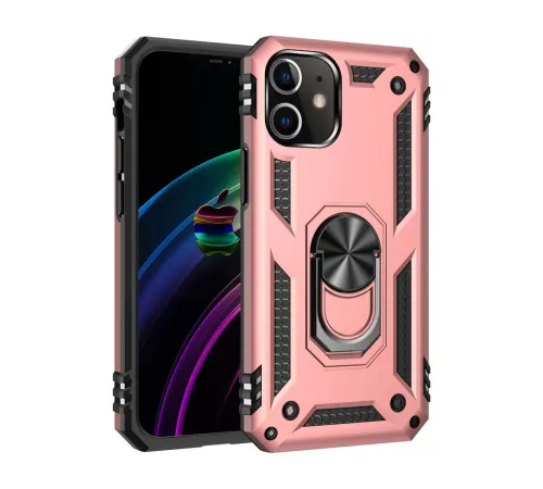 Apple iPhone 12 Mini Kılıf Sofya Yüzüklü Silikon Kapak - Rose