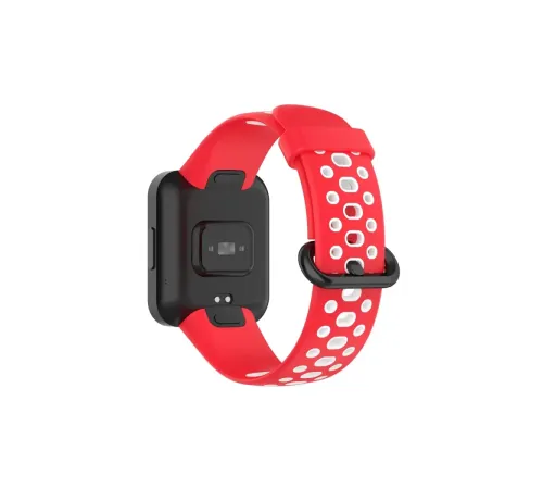 Xiaomi Redmi Watch 2 Spor Delikli Kordon - Kırmızı-Beyaz