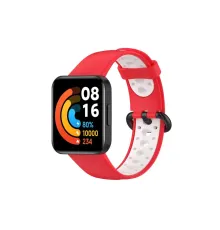 Xiaomi Redmi Watch 2 Spor Delikli Kordon - Kırmızı-Beyaz