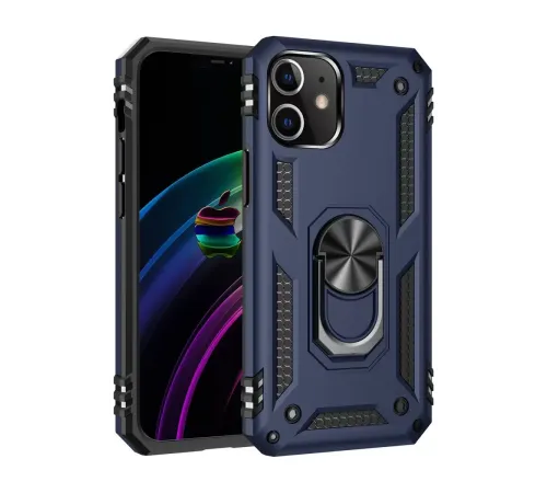 Apple iPhone 12 Mini Kılıf Sofya Yüzüklü Silikon Kapak - Lacivert