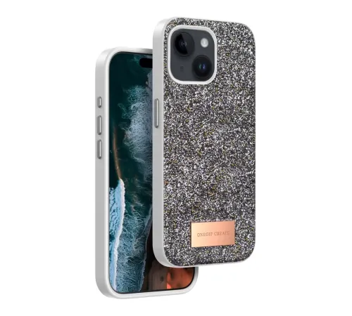 Apple iPhone 15 Bright Simli Kapak - Gümüş