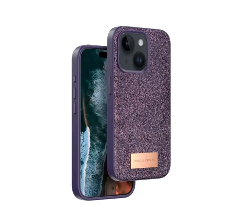 Apple iPhone 15 Bright Simli Kapak - Derin Mor