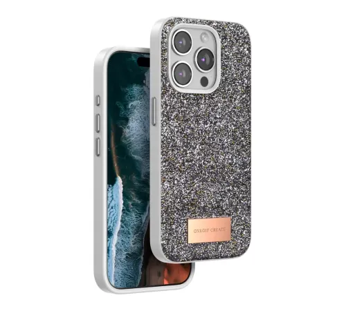 Apple iPhone 15 Pro Bright Simli Kapak - Gümüş
