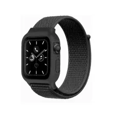 Apple Watch 38mm Hasırlı Cırtcırtlı Kasalı Kordon - Siyah